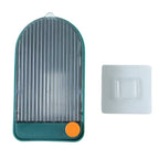 Side view of wall mounted soap holder showing space saving design