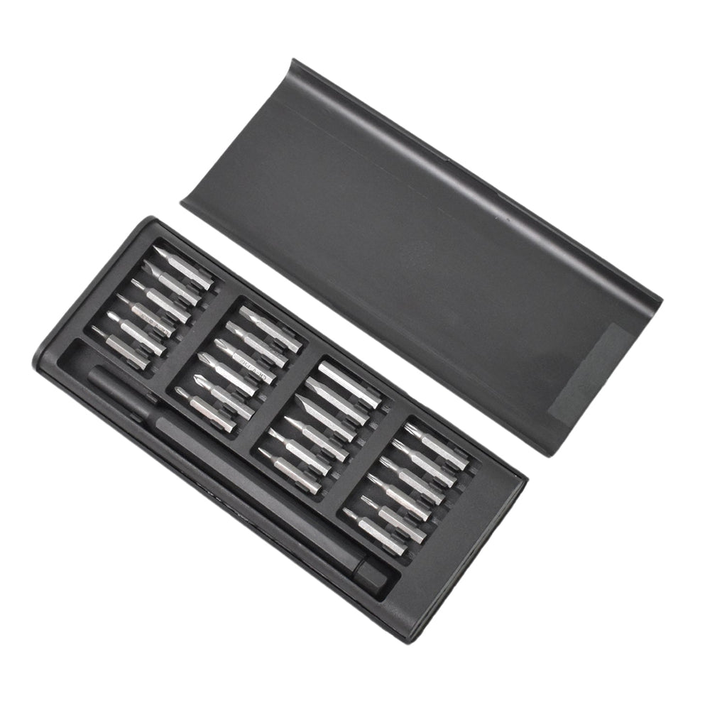 All components of the BoltForce magnetic screwdriver tool kit, including various bits and handle.