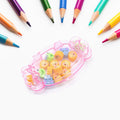 A vibrant School Eraser Set with 15 multi-design rubber erasers for students.