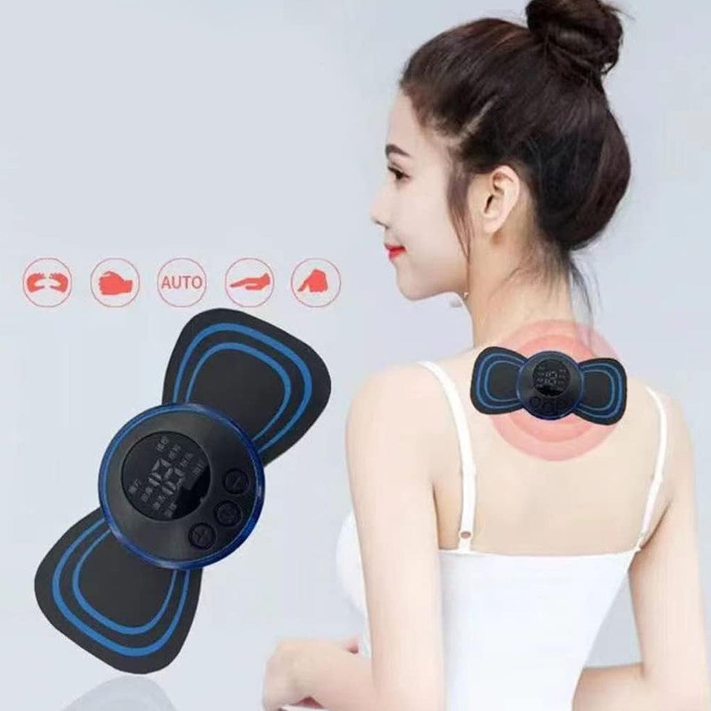 Angled view of the mini cervical massager, emphasizing its ergonomic design.