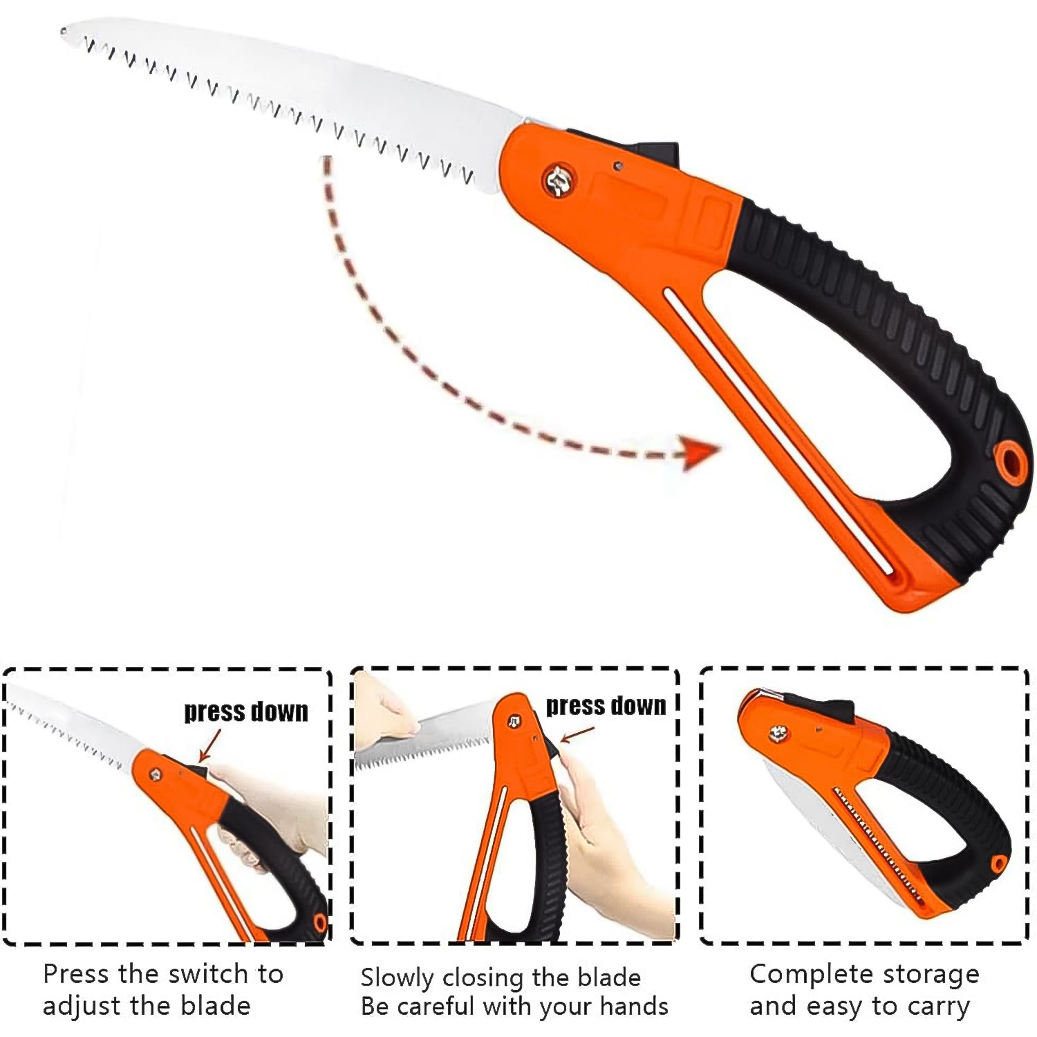 Side view of the 15-inch Folding Pruning Saw, illustrating its durable construction and sleek design.