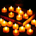 A single white LED tealight candle flickering gently, showcasing its realistic effect.