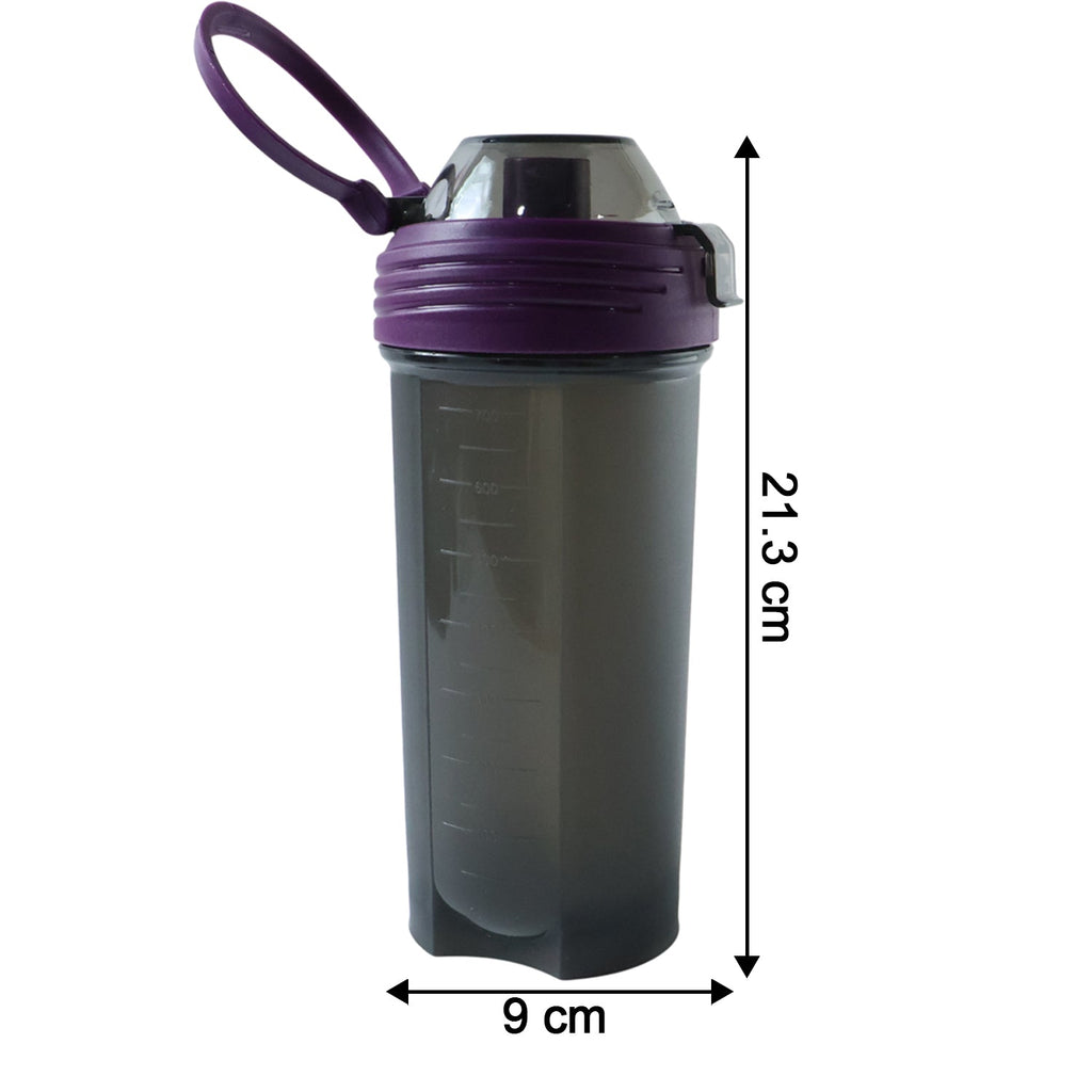 Side profile of 700 ML protein shaker bottle for gym use