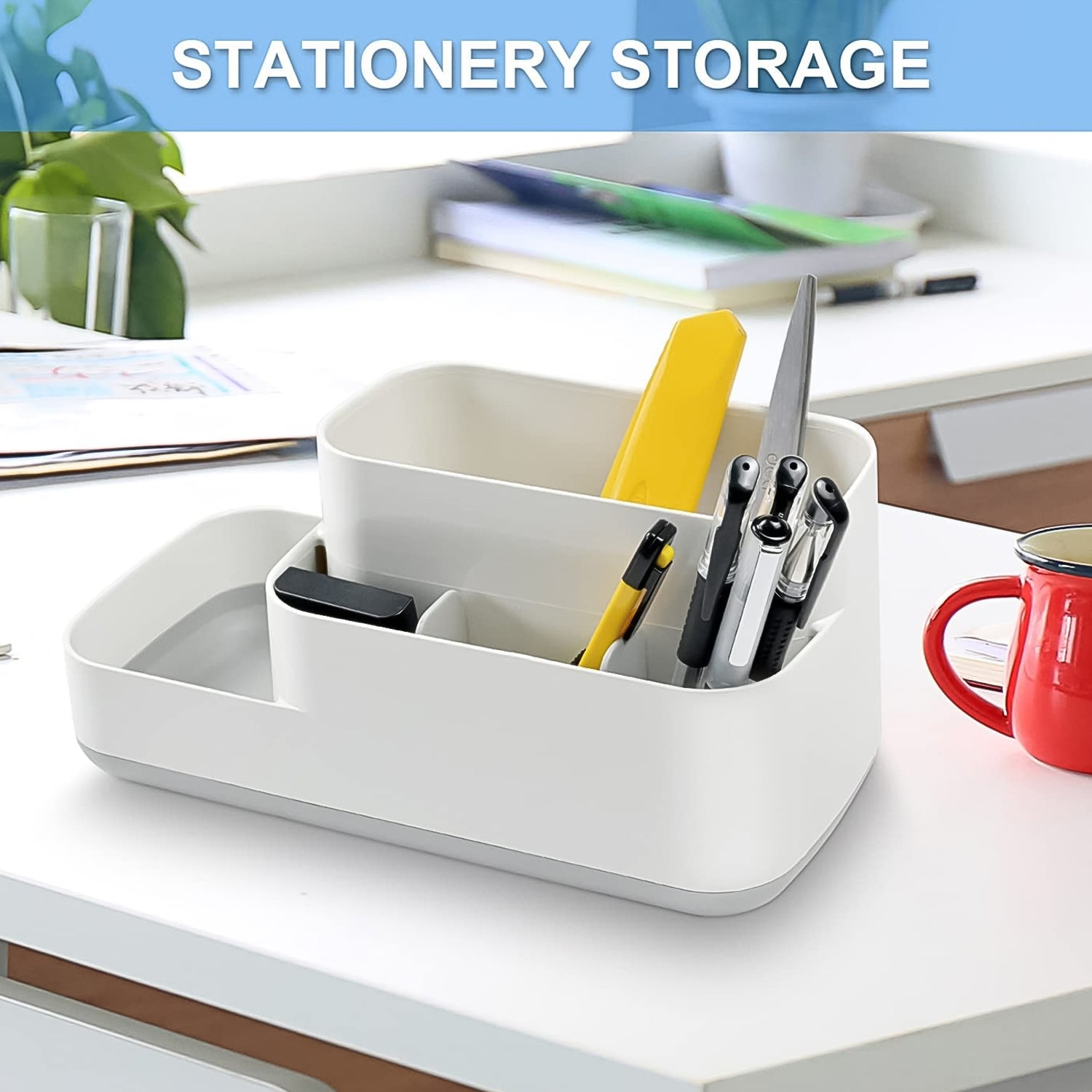 Compact desk organizer keeping daily essentials tidy.