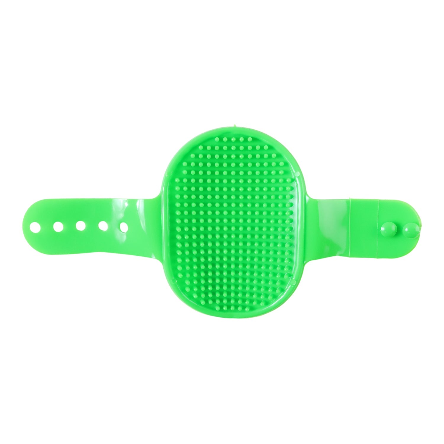 Pet cleaning brush featuring ergonomic grip and adjustable strap