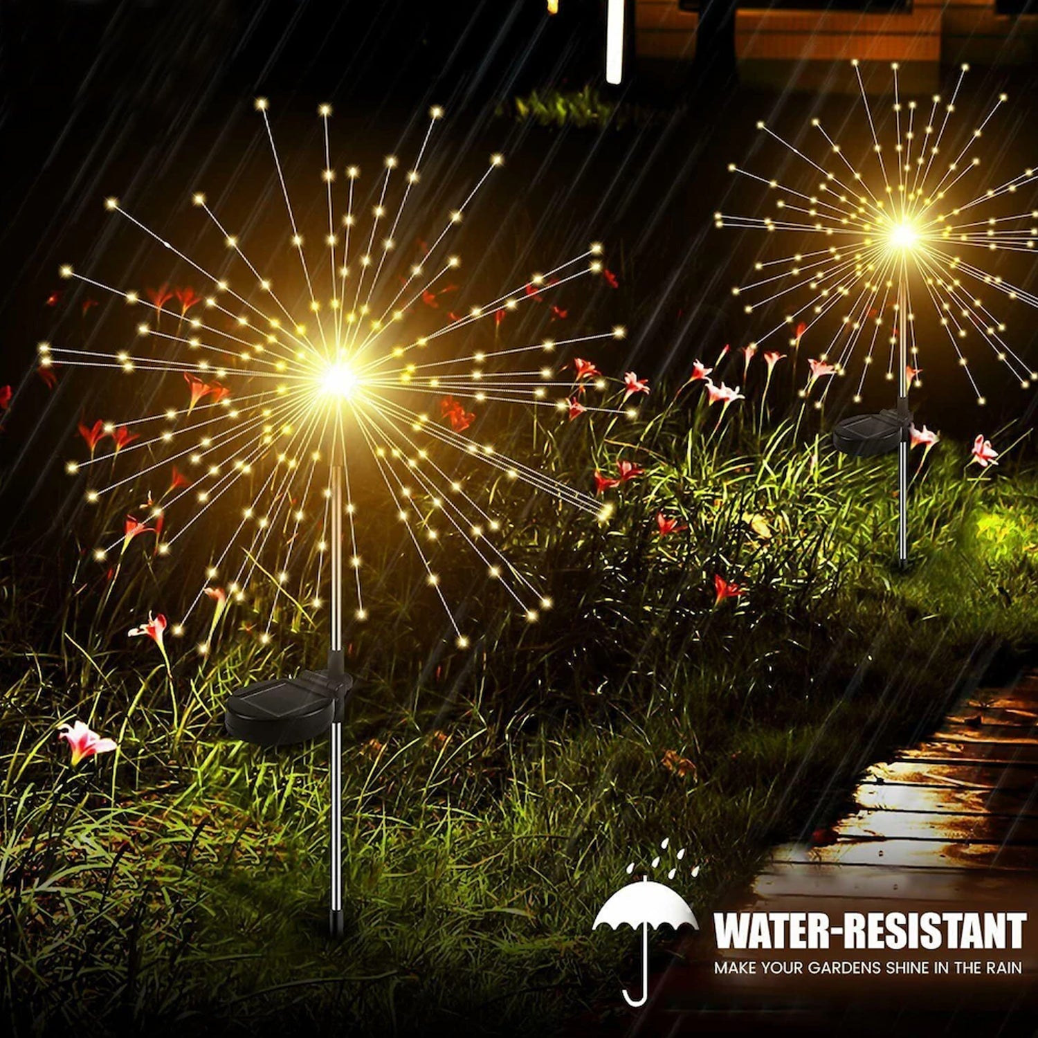 Flexible firework LED garden lights for customizable outdoor decoration