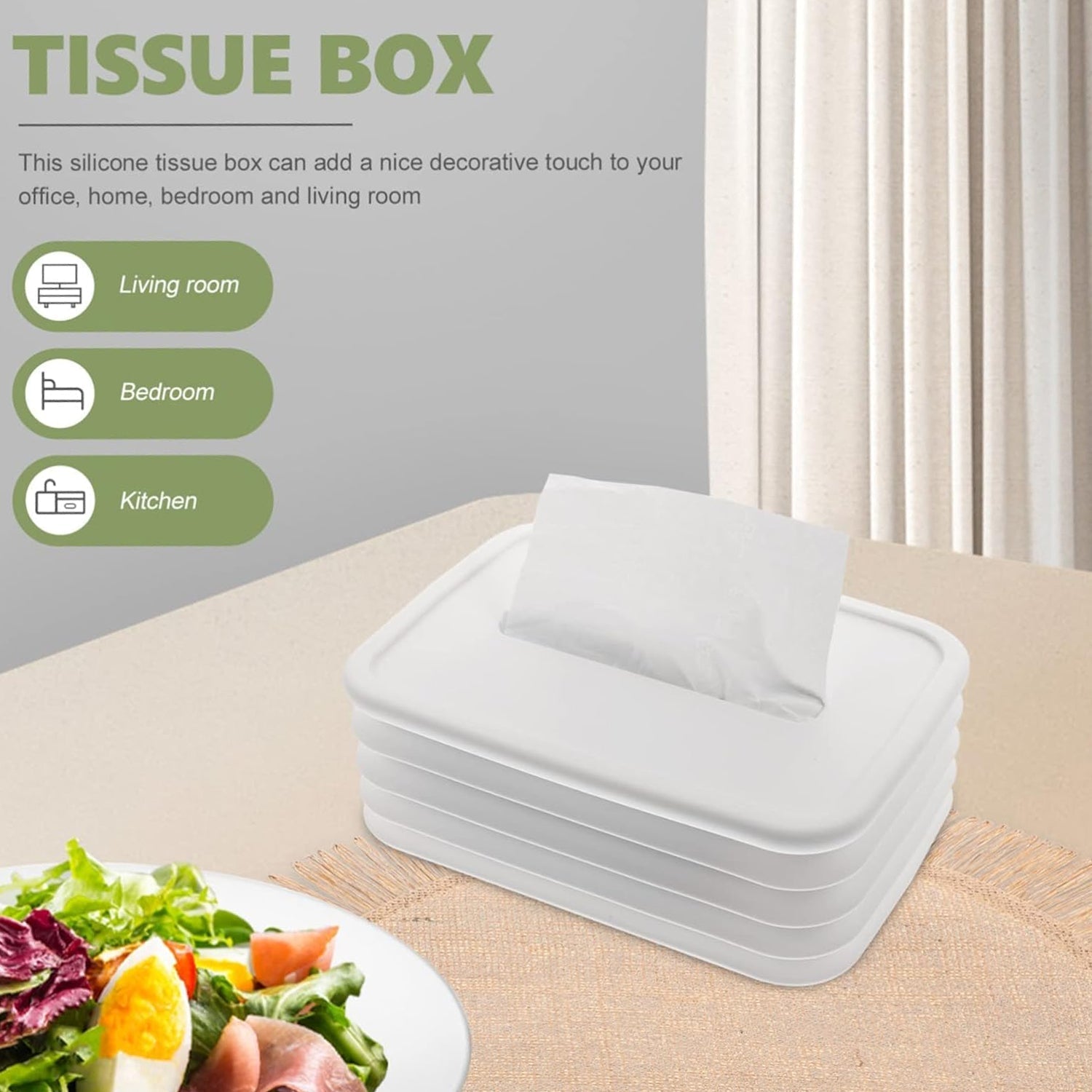 Close-up view of the flexible silicone tissue dispenser material.