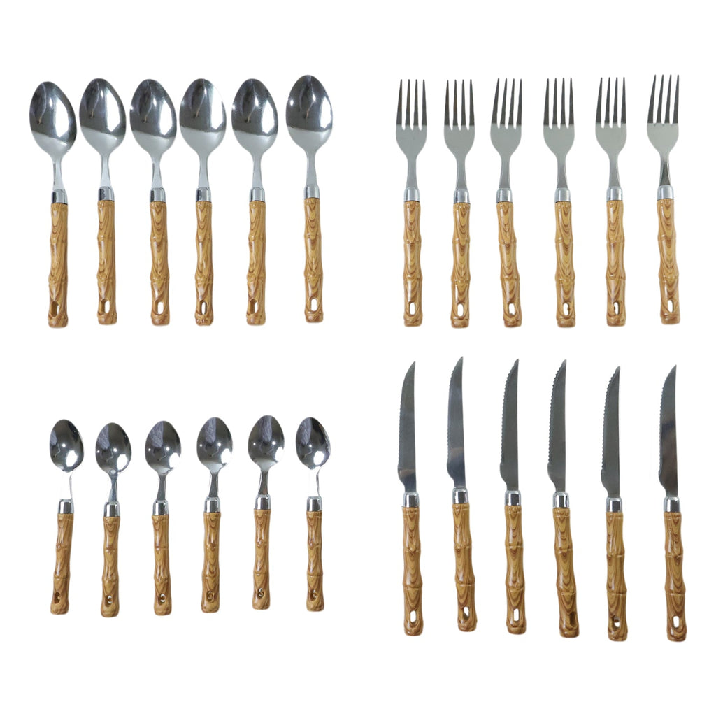 Premium dinner cutlery set with stylish wooden handles