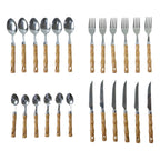 Premium dinner cutlery set with stylish wooden handles