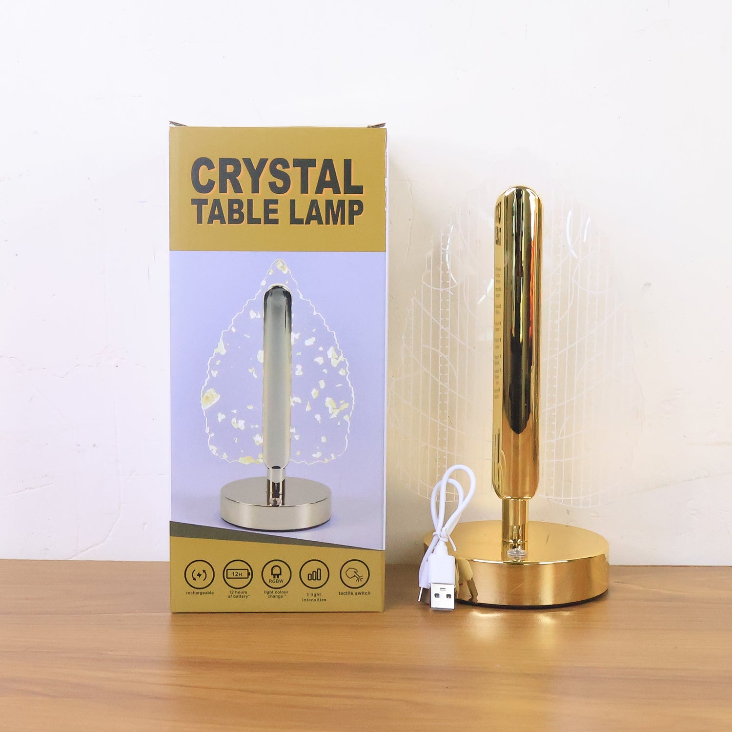 Warm LED lighting from leaf design rechargeable table lamp