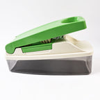 Ergonomic handle and safety lock system on 14-in-1 vegetable chopper