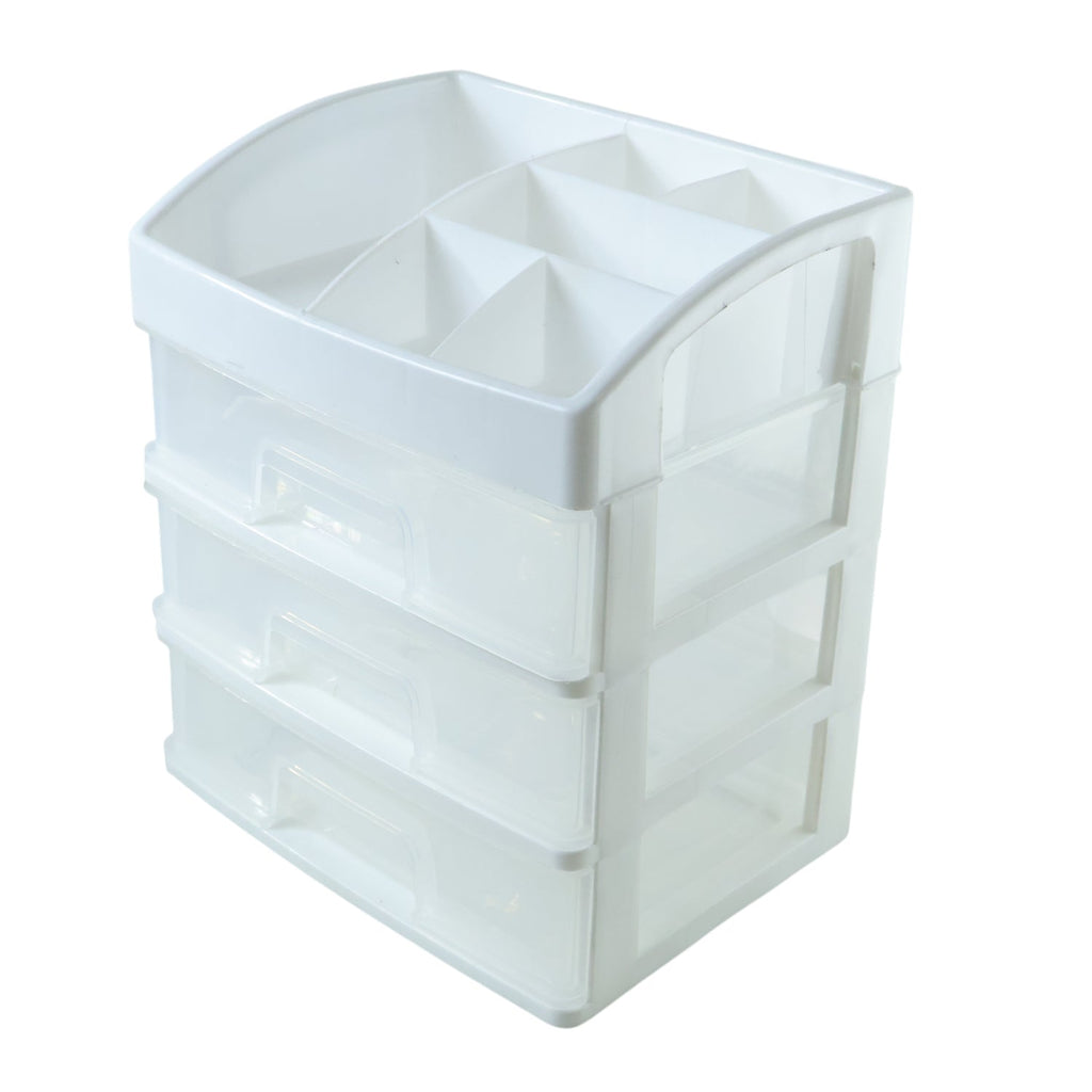 Side view of the transparent drawer desktop storage organizer