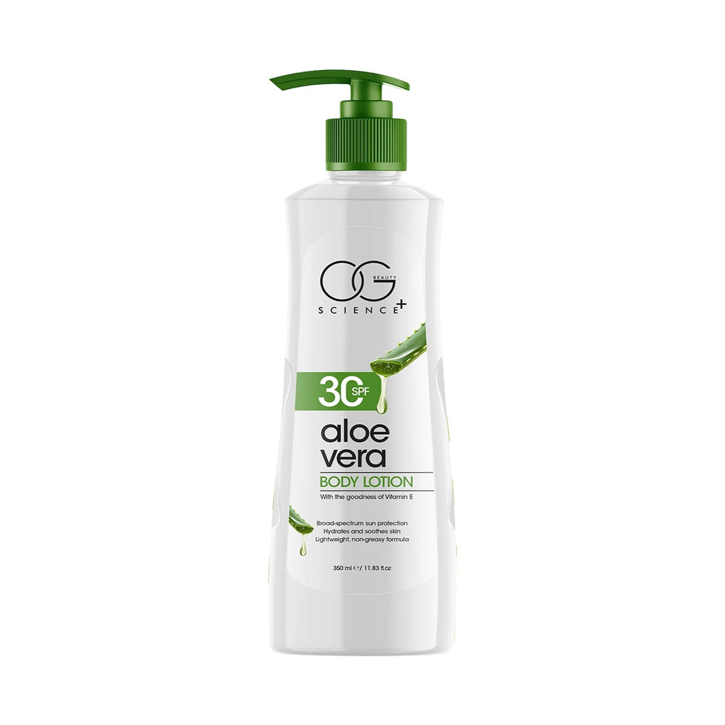 Bottle of Aloe Vera enriched nourishing body lotion by OG Beauty