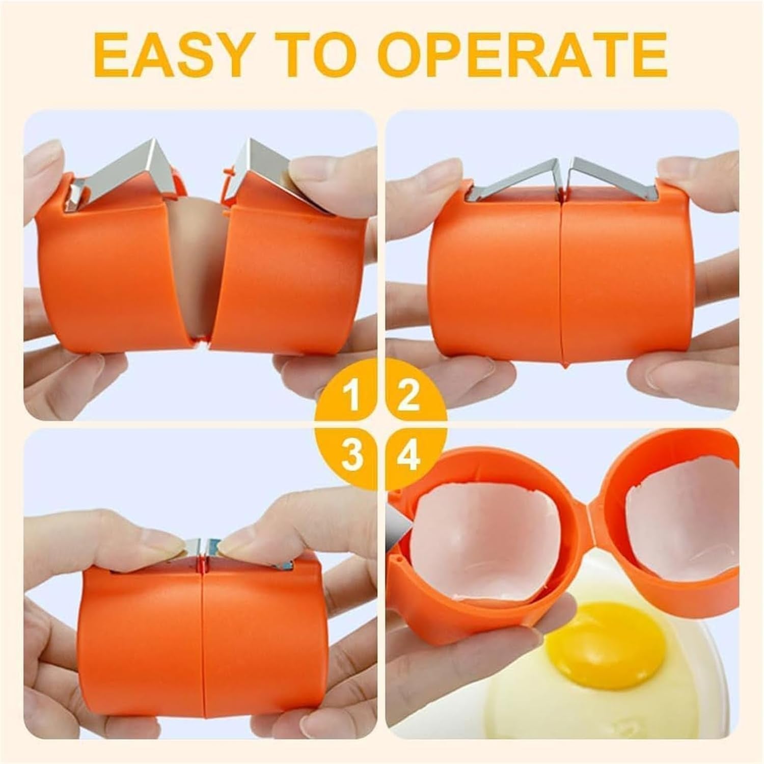 The Egg Shell Opener releasing a cracked egg into a bowl without any mess.
