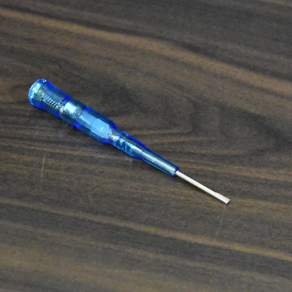Durable metal screwdriver with a built-in voltage tester for various electrical applications.
