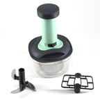 Top-down view of the manual vegetable chopper, showing the ergonomic handle for easy use.