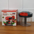 Hand-operated vegetable chopper compact for rapid food prep