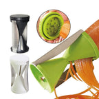 A variety of vibrant vegetables, including zucchini and carrots, spiraled using the vegetable slicer