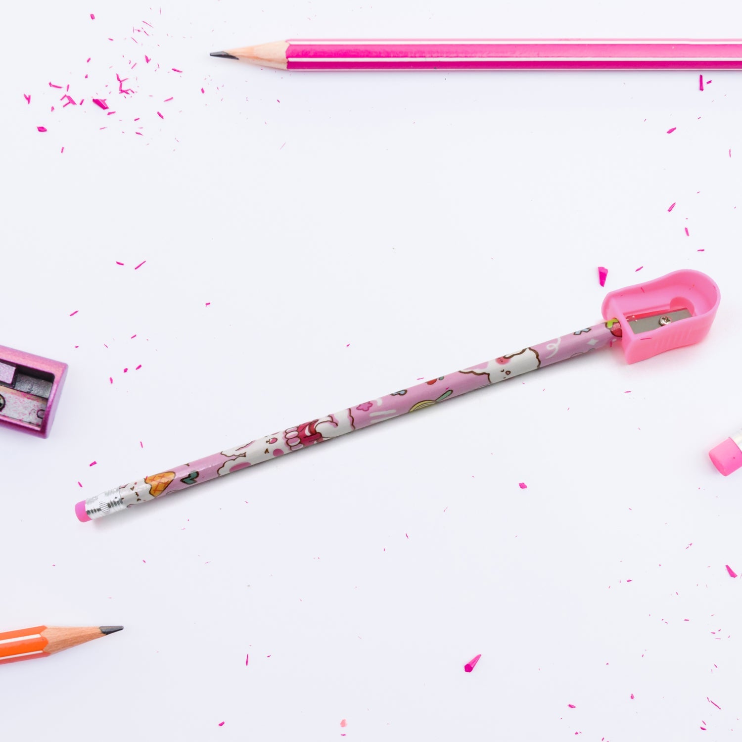 Colorful diary and wooden pencils, essential items in the kids' set.