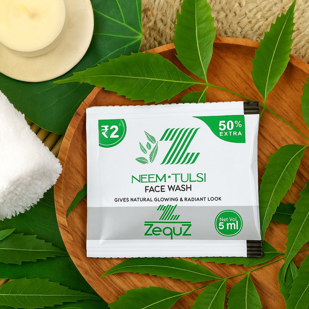 Gentle facial cleanser sachet with Neem & Tulsi for glowing skin