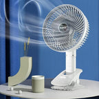 Side angle of portable USB fan illustrating multi-use functionality