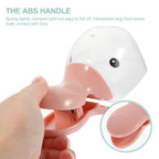 Ergonomic handle on pet food scoop and bag clip for comfortable use