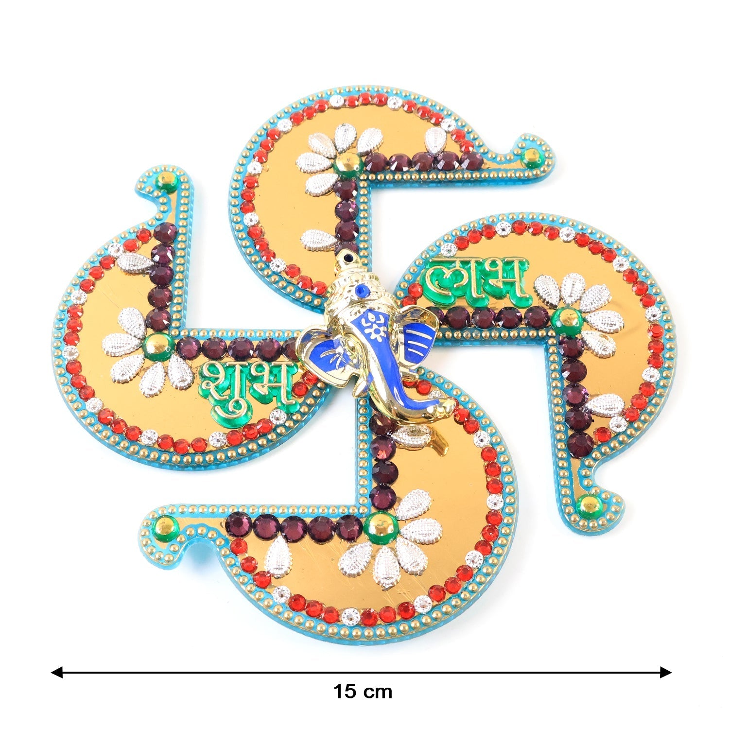 Traditional Swastik Shubh Labh wall hanging with detailed decorative accents