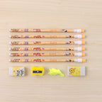 Full stationery kit including ruler, protractor, pencils, and eraser in geometry box