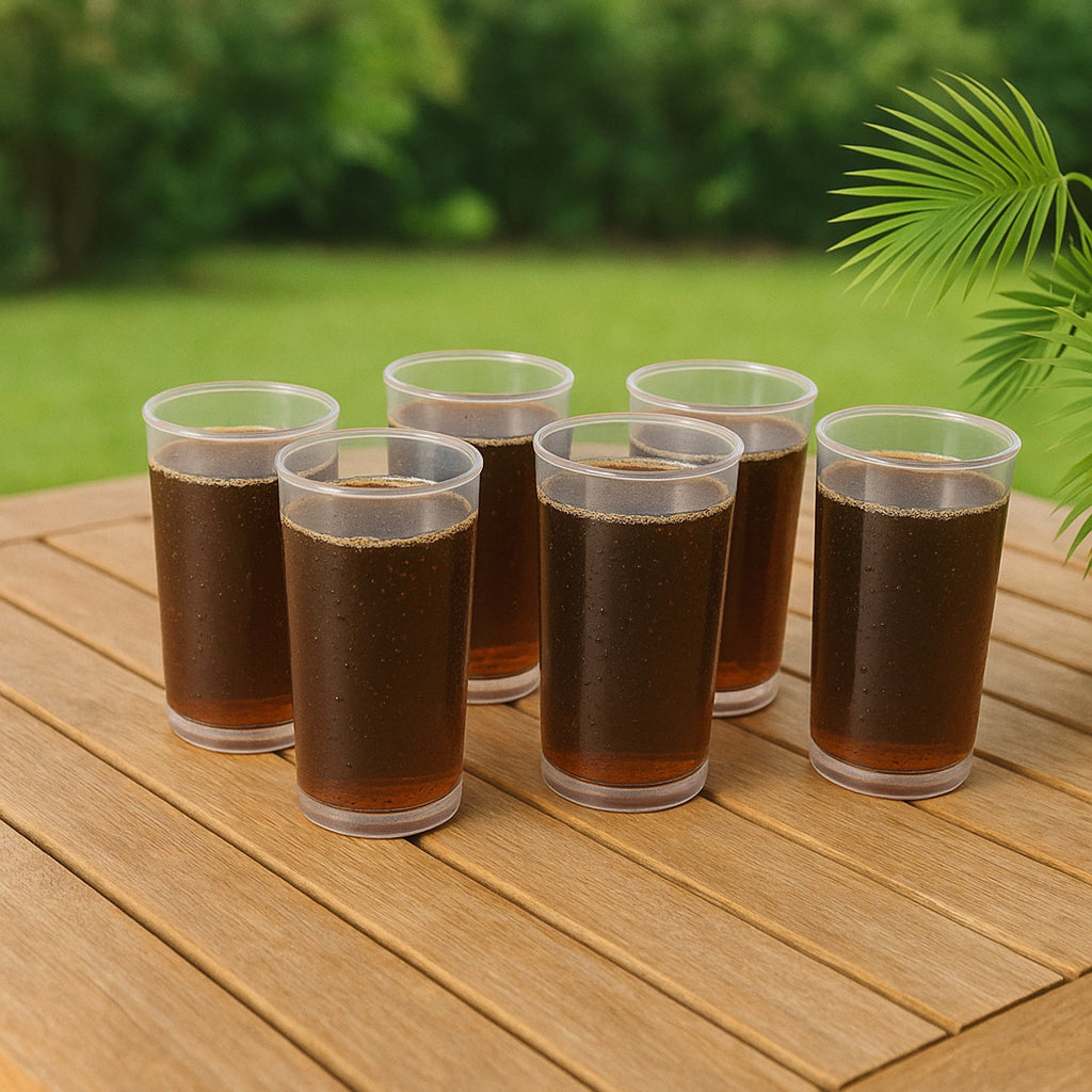 Side view of lightweight and shatterproof Martini plastic glass set