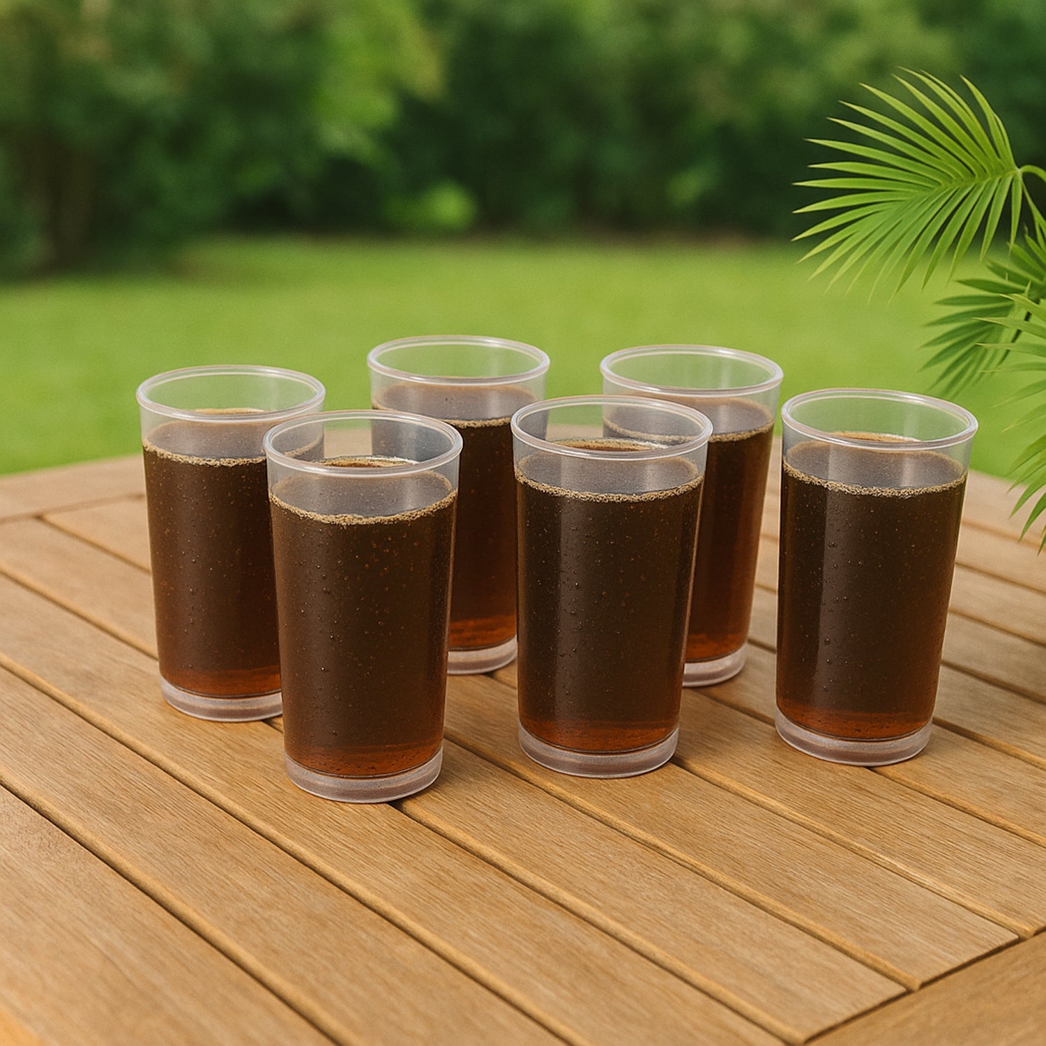 Side view of lightweight and shatterproof Martini plastic glass set