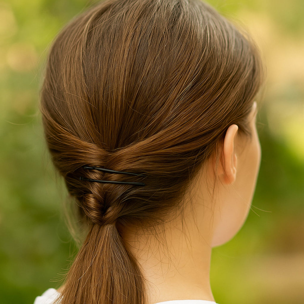 Pile of mini black bobby pins ideal for tight hair styling