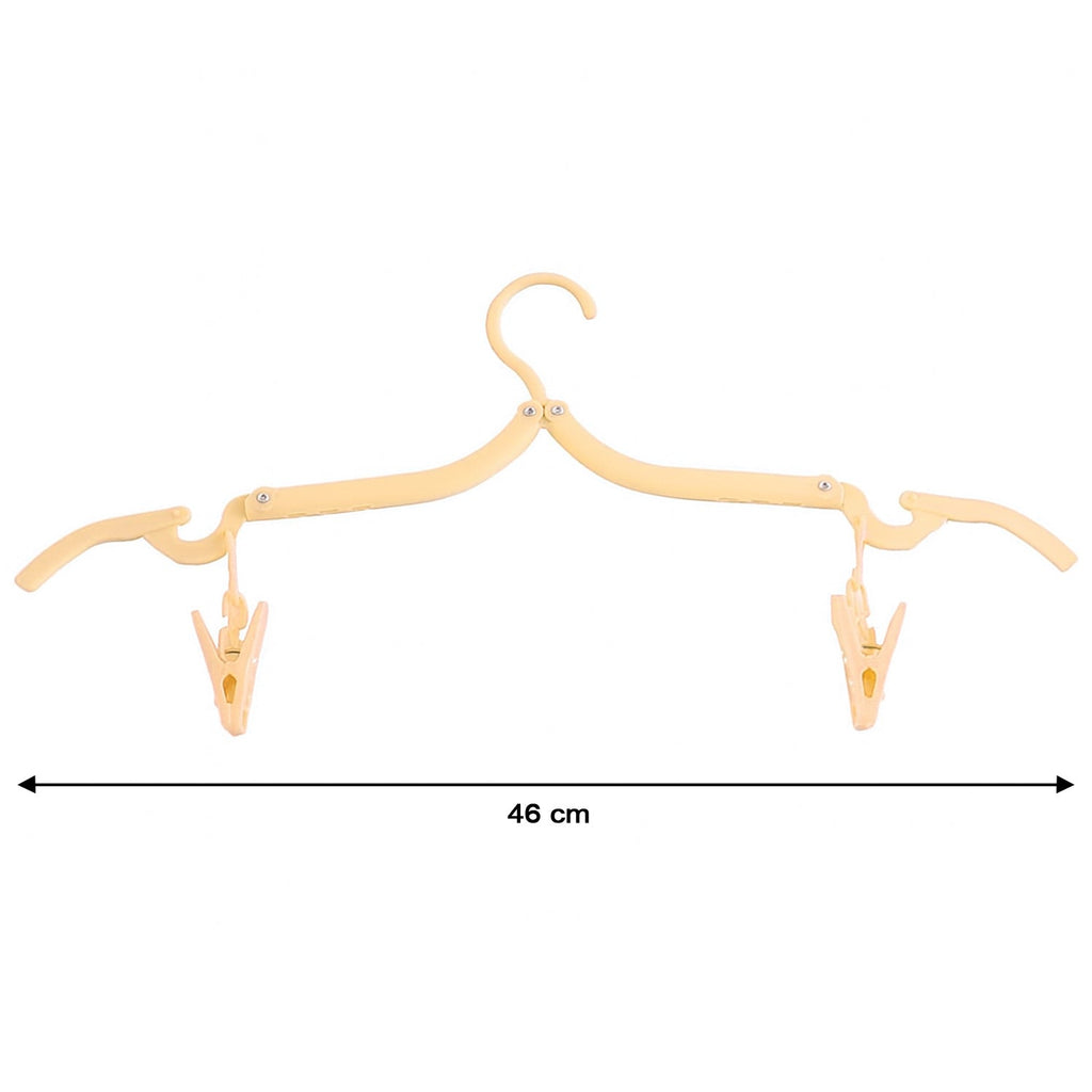 Close-up of dual clips on an adjustable folding clothes hanger