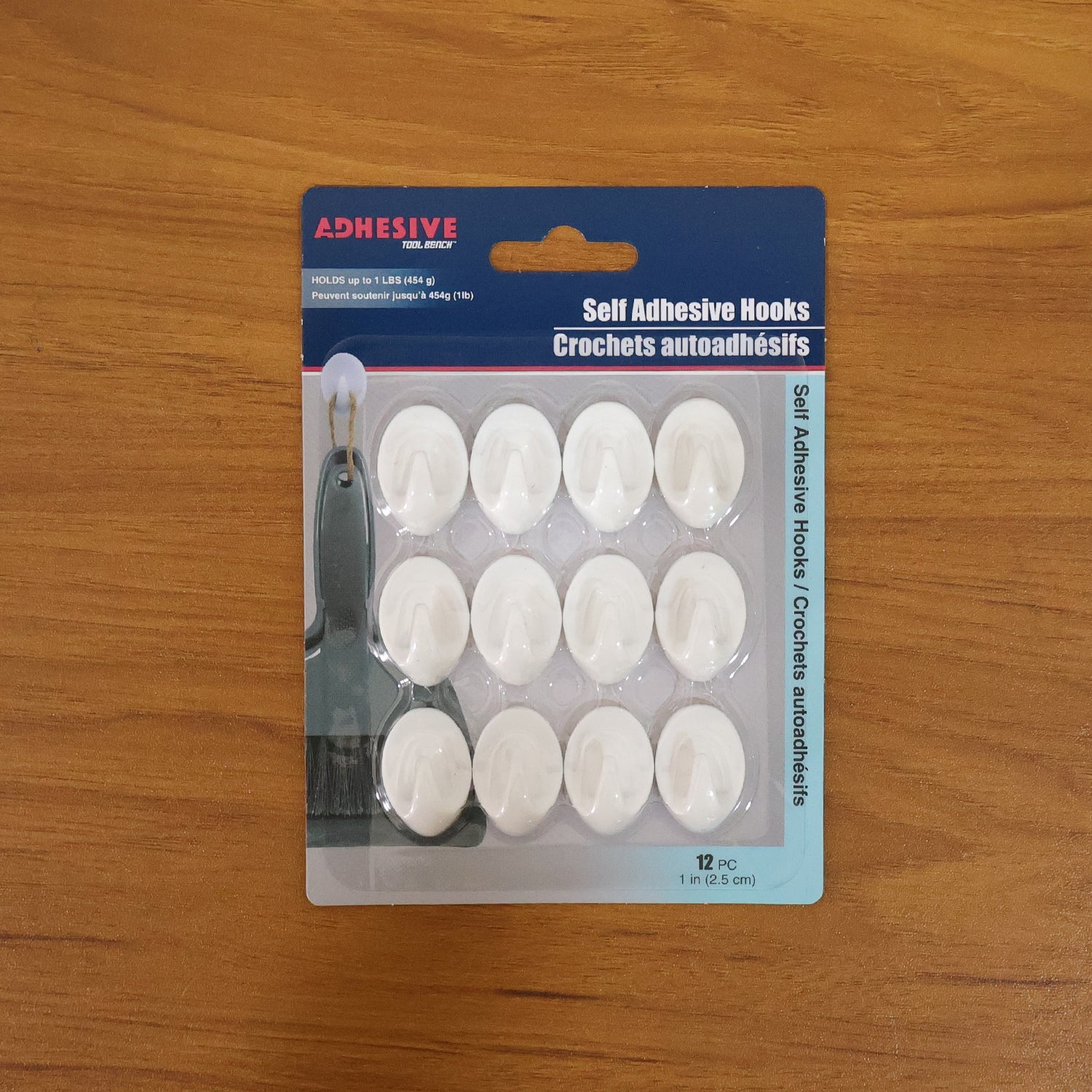 Multipurpose sticky wall hooks grouped in a pack of 12 pieces