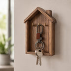Close-up of metal key holder showing safety lock clip
