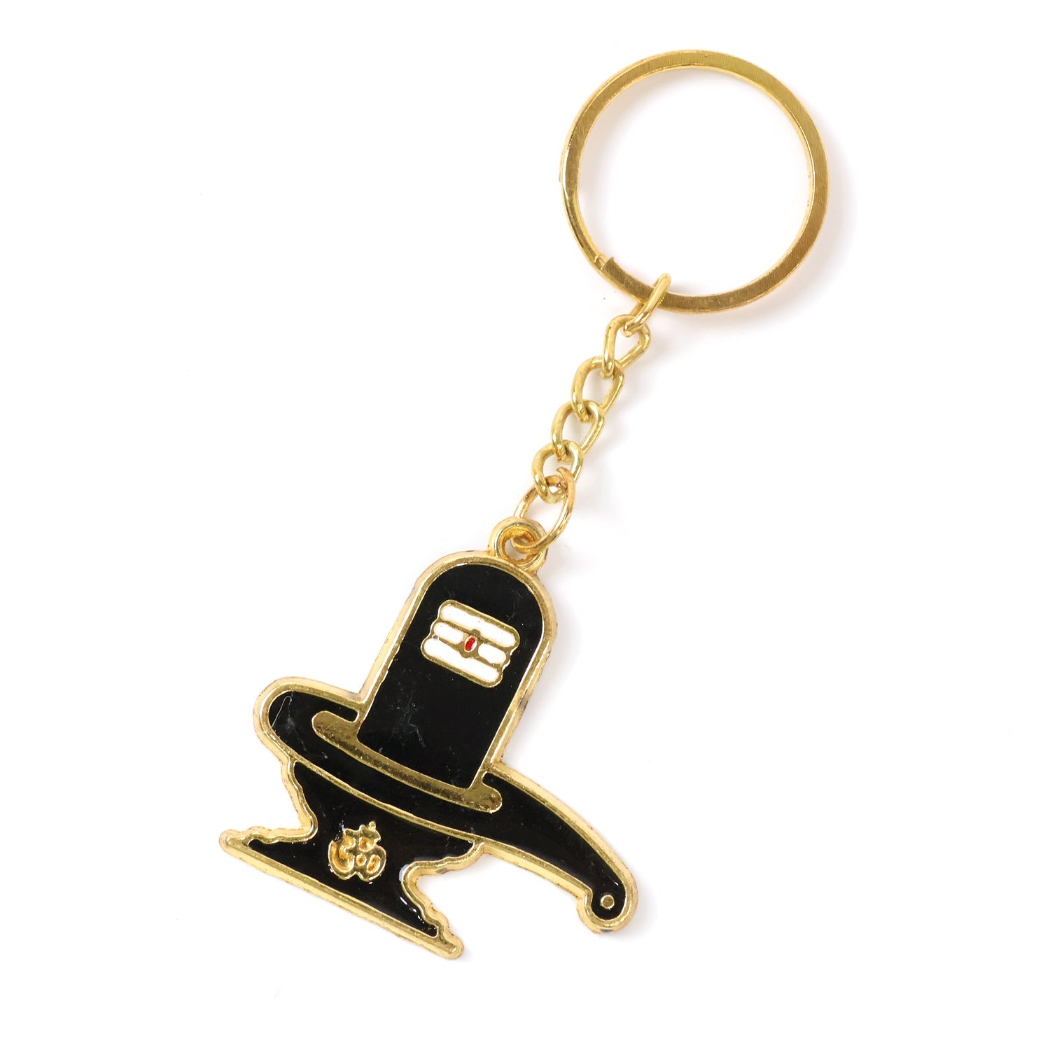 Detailed view of metal Shivling keychain design