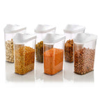 Transparent airtight containers for pantry organization with easy flow lids