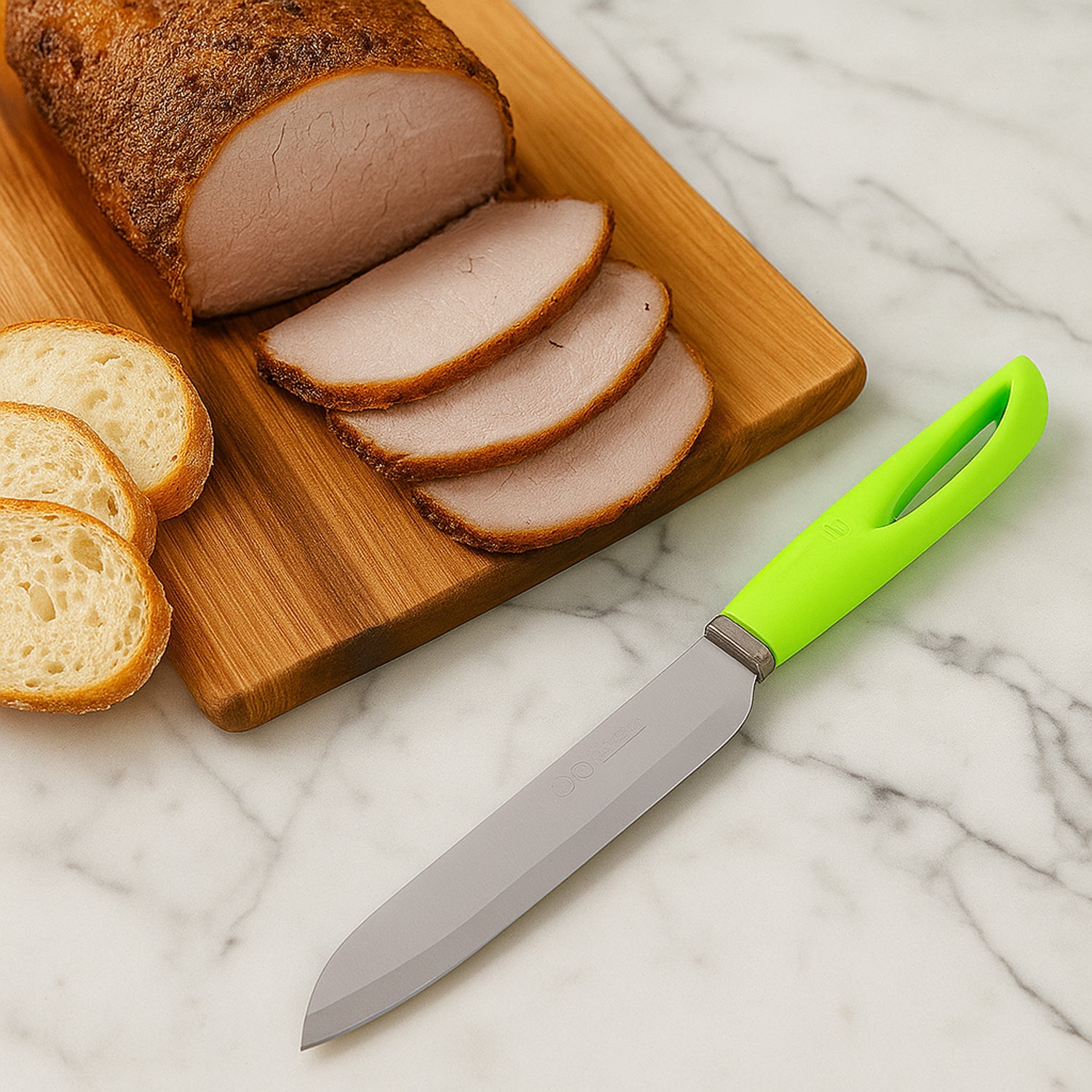 Stainless steel blade of kitchen utility knife with ergonomic grip handle