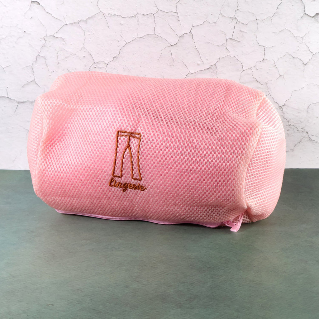 Close-up view of 3D air-mesh fabric of laundry wash bag
