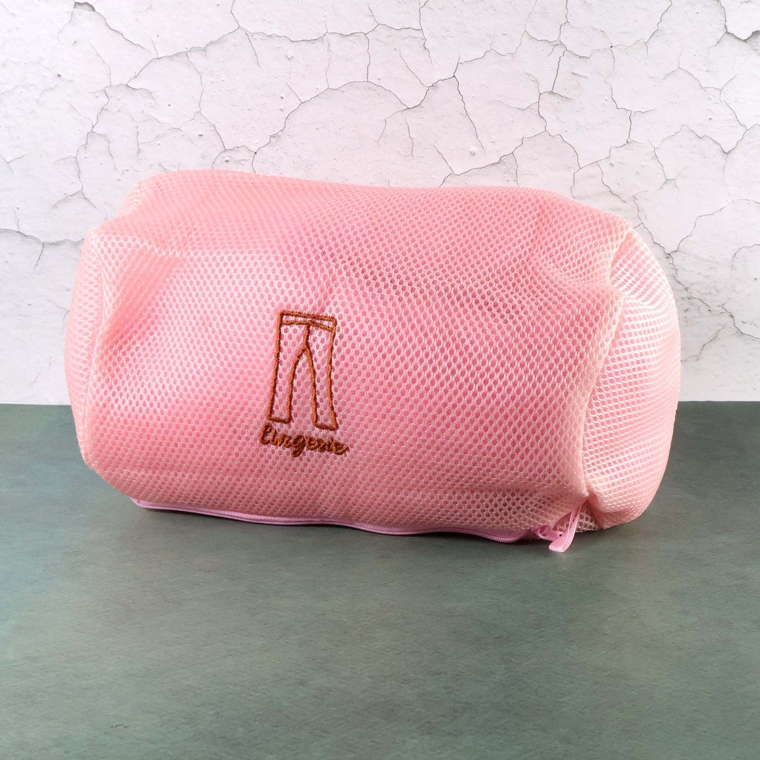 Close-up view of 3D air-mesh fabric of laundry wash bag
