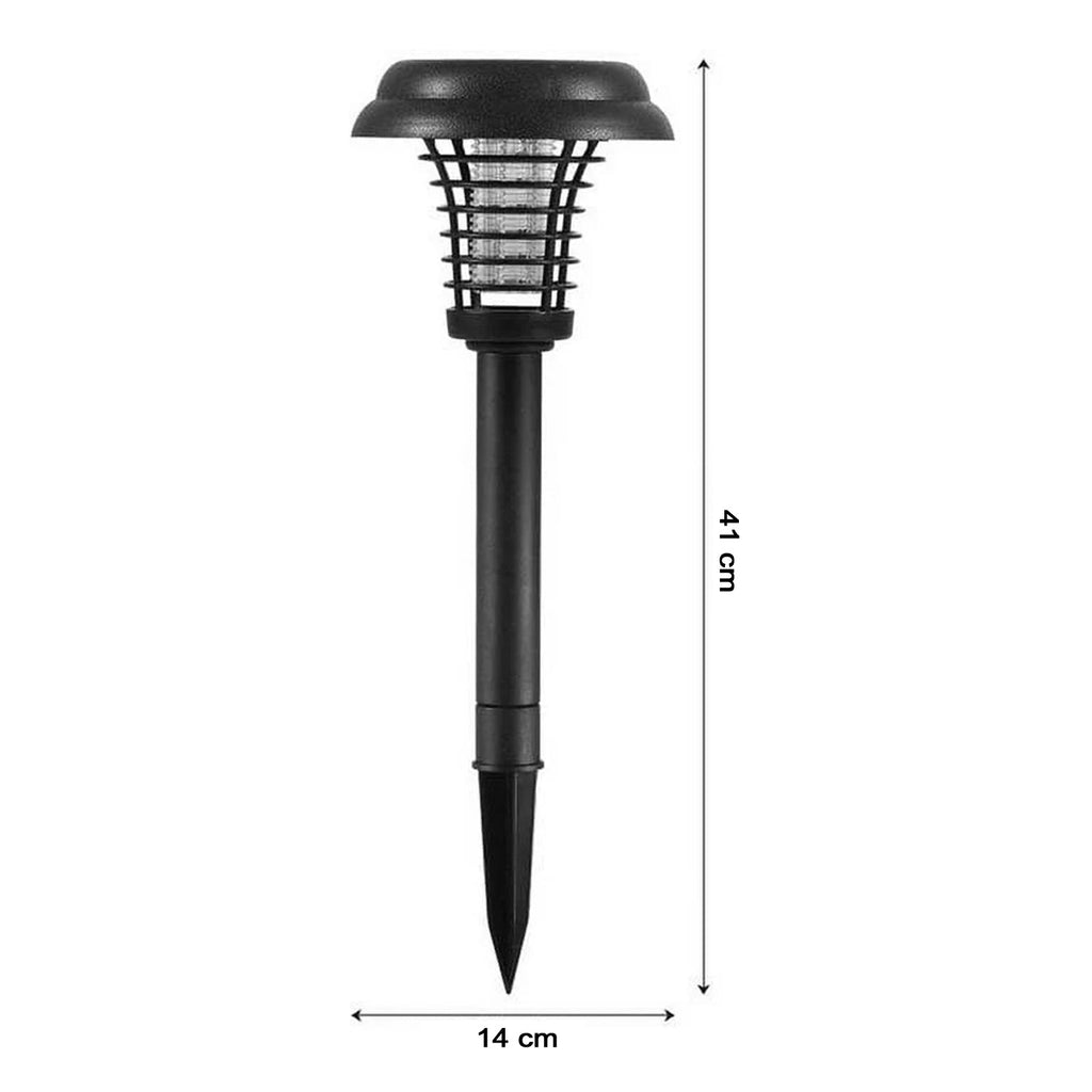 Close-up of solar powered UV LED mosquito trap outdoor light