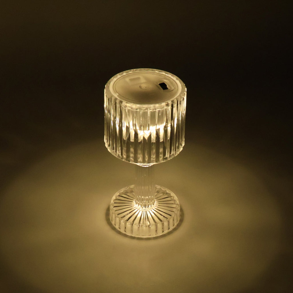 Night ambience created by warm light of LED crystal-effect table lamps