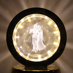 Golden base Radhe Krishna decorative lamp emitting soft ambient LED light