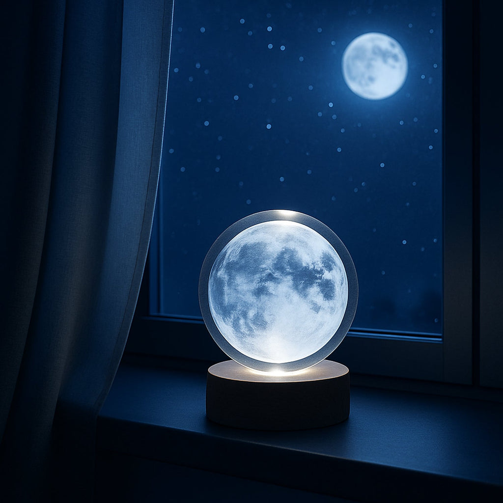 Top-down view of the 3D Crystal Ball Lamp with its unique crystal globe design.