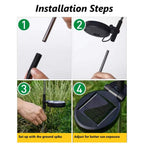 Pathway illuminated by solar starburst garden stake light with warm white LEDs