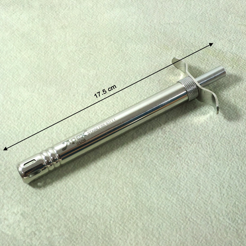 Stainless steel manual gas stove spark lighter showing ignition tip