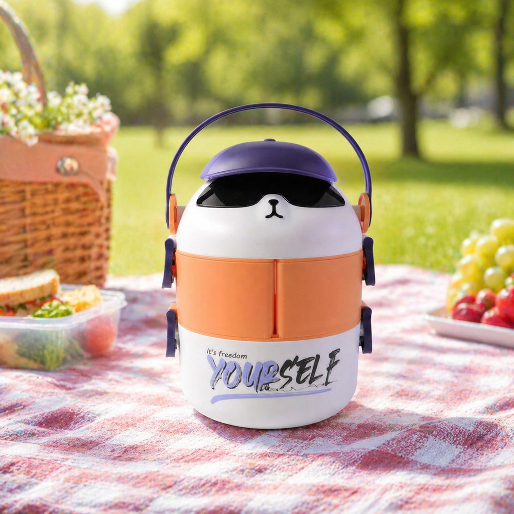 Kids meal storage box with double layer design