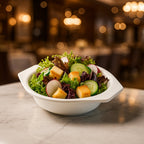 Stackable plastic serving bowls with smooth, non-porous surface