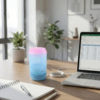 Components of the office utility set with mini air cooler and water bottles