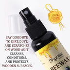100 ML bottle of Beeswax Furniture Polish showcasing its natural wood and leather care benefits.