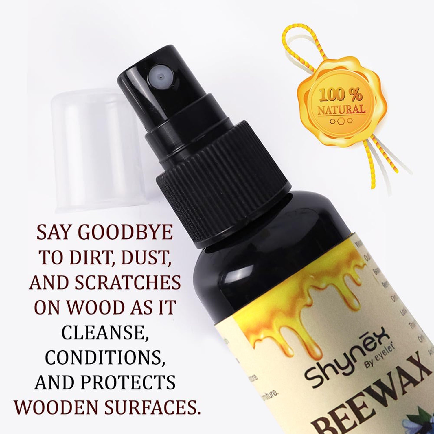 100 ML bottle of Beeswax Furniture Polish showcasing its natural wood and leather care benefits.